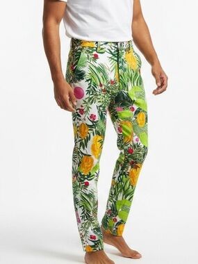 Mr Turk Tropical Print Slim Trouser Pants Size 28 Trina Turk Vacation
